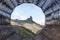 Roque Bentayga seen through a braided basket in Tejeda, Gran Canaria