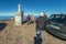 Roque de los Muchachos Viewpoint, La Palma, Spain - 9 January 2019: Above the clouds. Two huge ravens are sitting on a concrete