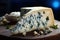 Roquefort, gorgonzola cheese with blue mold. French popular dairy product. Generative Ai