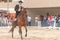 ROQUETAS DE MAR, SPAIN - MAY 21, 2023 Equestrian show at the Plaza de Toros in Roquetas de Mar, Almeria, Spain