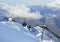 Rosa Khutor, Sochi, Russia, January, 26, 2018, Cable car `Caucasian Express` on the slopes of the ski resort Rosa Khutor