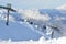 Rosa Khutor, Sochi, Russia, January, 26, 2018, Cable car `Caucasian Express` on the slopes of the ski resort Rosa Khutor