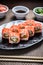 ROSADO sushi maki rolls with prawns, spicy carrots