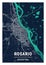 Rosario - Argentina Blue Dark City Map