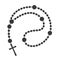 Rosary beads silhouette. Prayer jewelry for meditation. Catholic chaplet with a cross. Religion symbol. Vector