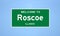 Roscoe, Illinois city limit sign. Town sign from the USA.