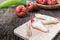 Rose apple on wood plate