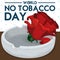 Rose and Ashtray for Awareness in World No Tobacco Day, Vector Illustration