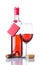Rose Bottle Wine with Label and Wineglass on White