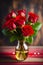 rose bouquet red flowers plants holidays valentines day image illustration image real details table blurred background