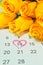 rose on calendar page indicating 14.