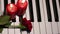 Rose and Candle on Piano Keys