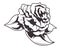 Rose drawn in black and white icon