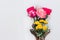 Rose fake flower and Floral background,rose flowers made of fabric,The fabric flowers bouquet,Colorful of decoration artificial