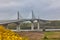 The Rose Fitzgerald Kennedy Bridge. Ireland's longest bridge. Waterford Country. long highway and high crossing