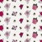 Rose flower bees vector seamless pattern print design