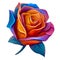 Rose Flower: Elegant Blue Orange Violet Illustration.