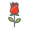 Rose flower filled outline icon, valentines day