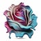 Rose Flower Illustrations: Captivating Blue and Pink Blooms.