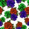 Rose flower seamless pattern, vector background. Flowers roses in unusual bright colors creative, purple bud, orange