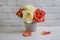 Rose flower in vase color present fragility  vibrant old arrangement romance