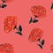 Rose flowers handmade gouache on coral background, oil paint seamless pattern gentle. Background for web pages, wedding