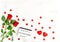 Rose flowers red hearts decoration Valentines Day