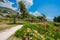 The rose garden `Il Roseto` in Genoa Nervi, inside Genoa Nervi Parks, Italy.