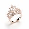 Rose Gold And Diamond Crown Ring - Uhd Image With Dansaekhwa Style