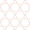 Rose gold foil hexagons seamless vector pattern background. Geometric metallic shiny copper foil shapes on white background.
