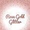 Rose gold glitter background. Pink golden sparkling frame. Round confetti