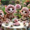 Rose Hat Revelry: AI-Generated Fantasy Tea Party with Adorable Animal Guests