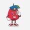 Rose Hip Fruit cartoon mascot character working as a Police officer