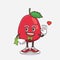 Rose Hip Fruit cartoon mascot character working as a Waiter