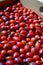 Rose hips fresh rosehips in the wooden box