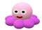 A rose light pink octopus with human eyes and lips magenta purple dark pink tentacles white backdrop