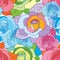 Rose line colorful seamless pattern