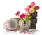 Rose and mosaic flower pot