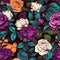 Rose Mysterious pattern. Garden magic wallpaper. For banner, postcard, illustration. Created with generative AI tools