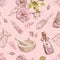 Rose natural cosmetic seamless pattern.