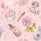 Rose natural cosmetic seamless pattern.