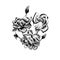 Rose. Original monochrome ink hand drawn flower art design element object isolated stock vector illustration