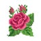 Rose pattern. Pixel rose flower image. Pixel art vector illustration