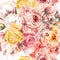 Rose pattern with vector realistic pink and beige roses for design