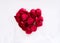 Rose petal have made heart on the white background. have a line.