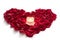 Rose petals in heart form with candle