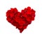 Rose petals in heart shape. Valentine greeting