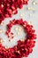 rose petals on marble flatlay - wedding, holiday and floral background styled concept