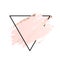 Rose and pink background stroke triangle frame. Vector gold pink brush makeup beauty abstract geometric logo