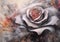 A rose pink center with white and grey earthy colors in a thick